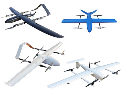 Fixed wing vertical takeoff and landing drone